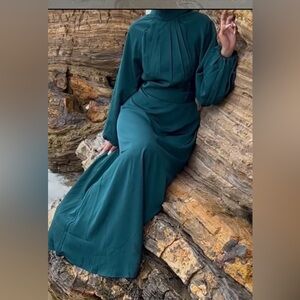 Luna Balloon Sleeve Maxi Dress - Emerald